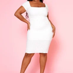 Plus Size Smocked Square Neck Mini Dress -Radiant Drape Sales 2022484 001 2