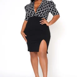 Plus Size Geo Print Splice Mini Dress -Radiant Drape Sales 2022491 001 0