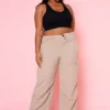 Plus Size Cargo Hem Straight Leg Pants