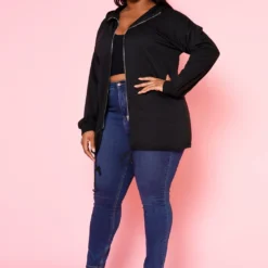 Plus Size Zip Front Hooded Jacket -Radiant Drape Sales 2022497 001 3