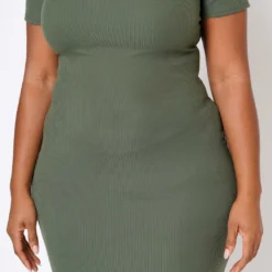 Plus Size Ribbed Square Neck Midi Dress -Radiant Drape Sales 2022498 002 4