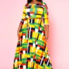 Plus Size Geometric Pattern Fit & Flare Maxi Dress