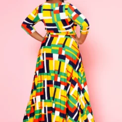 Plus Size Geometric Pattern Fit & Flare Maxi Dress -Radiant Drape Sales 2022501 001 3