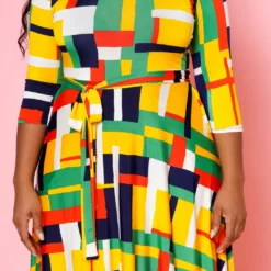 Plus Size Geometric Pattern Fit & Flare Maxi Dress -Radiant Drape Sales 2022501 001 4