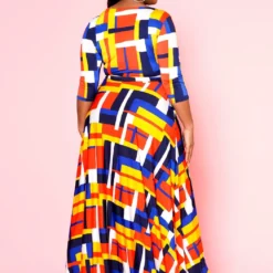 Plus Size Geometric Pattern Fit & Flare Maxi Dress -Radiant Drape Sales 2022501 002 4