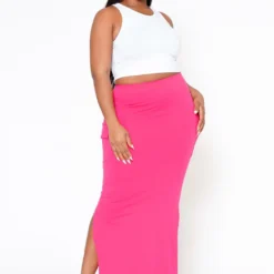 Plus Size Pocket Side Slit Maxi Skirt