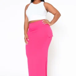 Plus Size Pocket Side Slit Maxi Skirt -Radiant Drape Sales 2022505 002 3
