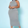 Plus Size Halter Neck Bodycon Midi Dress