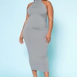 Plus Size Halter Neck Bodycon Midi Dress -Radiant Drape Sales 2022506 002 5