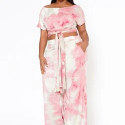 Plus Size Tie Dye Crop Top & High Waist Pants -Radiant Drape Sales 2022513 001 2