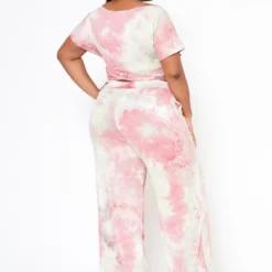 Plus Size Tie Dye Crop Top & High Waist Pants -Radiant Drape Sales 2022513 001 3