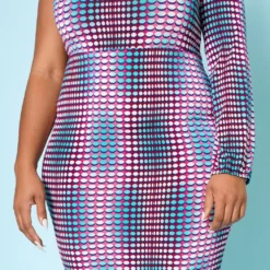 Plus Size Multi Dotted Print One Sleeve Midi Dress -Radiant Drape Sales 2022515 001 5
