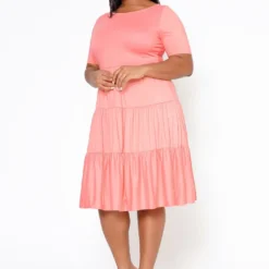 Plus Size Effortless Ruffled Fit & Flare Dress 7 Plus Size Effortless Ruffled Fit & Flare Dress -Radiant Drape Sales 2022516 001 1