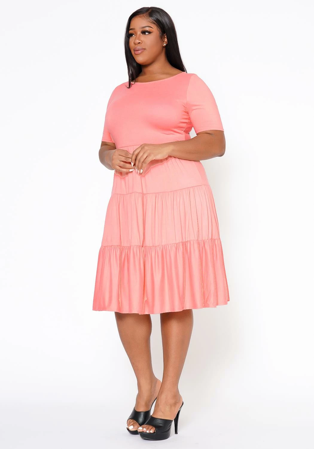 Plus Size Effortless Ruffled Fit & Flare Dress 3 Plus Size Effortless Ruffled Fit & Flare Dress - Image 3