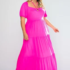 Plus Size Off Shoulder Fit & Flare Maxi Dress