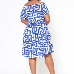Plus Size Abstract Print Off Shoulder Flare Dress 10 Plus Size Abstract Print Off Shoulder Flare Dress -Radiant Drape Sales 2022519 001 5