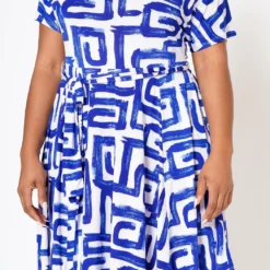 Plus Size Abstract Print Off Shoulder Flare Dress 11 Plus Size Abstract Print Off Shoulder Flare Dress -Radiant Drape Sales 2022519 001 6