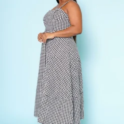 Plus Size Houndstooth Print Maxi Dress -Radiant Drape Sales 2022520 001 3