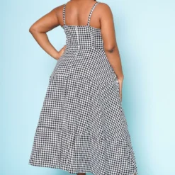 Plus Size Houndstooth Print Maxi Dress -Radiant Drape Sales 2022520 001 4