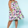Plus Size Tropic Floral Pattern Flare Mini Dress