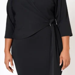 Plus Size V Neck Overlay Drape Mini Dress 11 Plus Size V Neck Overlay Drape Mini Dress -Radiant Drape Sales 2022524 001 4