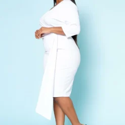 Plus Size V Neck Overlay Drape Mini Dress 7 Plus Size V Neck Overlay Drape Mini Dress -Radiant Drape Sales 2022524 002 2