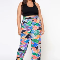 Plus Size Abstract Pattern Ankle Cuffed Pants -Radiant Drape Sales 2022538 001 2