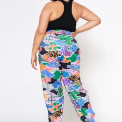 Plus Size Abstract Pattern Ankle Cuffed Pants -Radiant Drape Sales 2022538 001 4
