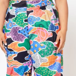 Plus Size Abstract Pattern Ankle Cuffed Pants -Radiant Drape Sales 2022538 001 5