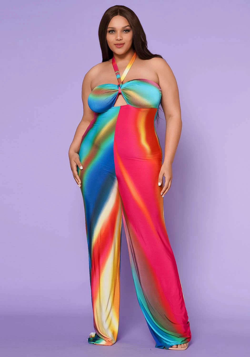 Plus Size Sunset Views Multi Print Jumpsuit 3 Plus Size Sunset Views Multi Print Jumpsuit - Image 3