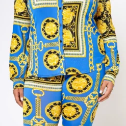 Plus Size Golden Brocade Print Collar Top & Leggings Set 9 Plus Size Golden Brocade Print Collar Top & Leggings Set -Radiant Drape Sales 2022541 001 4