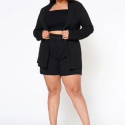 Plus Size Workaholic Blazer & Belted Shorts Set 8 Plus Size Workaholic Blazer & Belted Shorts Set -Radiant Drape Sales 2022544 001 1