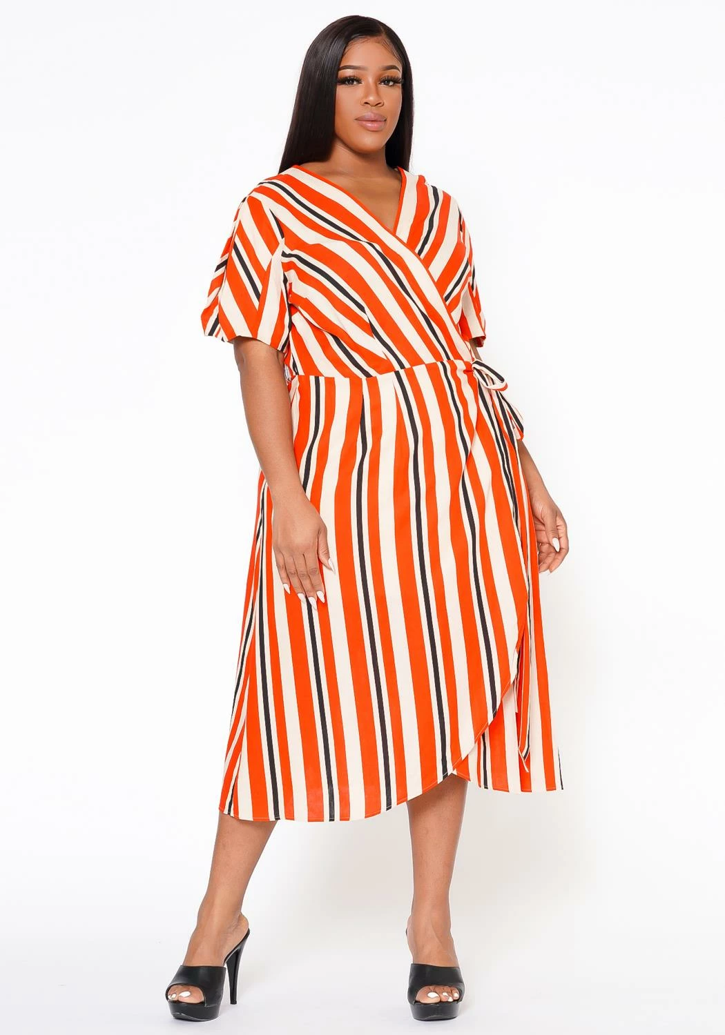 Plus Size Puff Sleeve Wrap Dress 1 Plus Size Puff Sleeve Wrap Dress