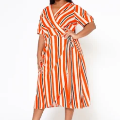 Plus Size Puff Sleeve Wrap Dress 7 Plus Size Puff Sleeve Wrap Dress -Radiant Drape Sales 2022548 001 3