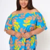 Plus Size Tropic Feels Off Shoulder Blouse