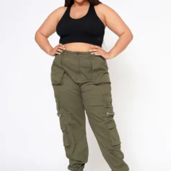 Plus Size Ankle Cuffed Utility Cargo Pants