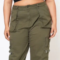 Plus Size Ankle Cuffed Utility Cargo Pants -Radiant Drape Sales 2022559 001 4