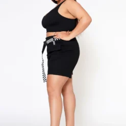 Plus Size Checkered Belt Utility Cargo Shorts -Radiant Drape Sales 2022560 001 2