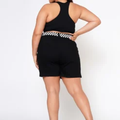 Plus Size Checkered Belt Utility Cargo Shorts -Radiant Drape Sales 2022560 001 3