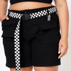 Plus Size Checkered Belt Utility Cargo Shorts -Radiant Drape Sales 2022560 001 4