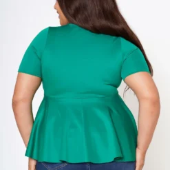 Plus Size Floral Decor Peplum Blouse -Radiant Drape Sales 2022561 001 3