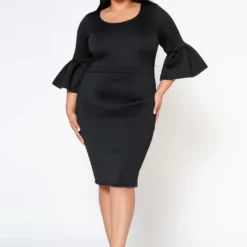 Plus Size Form Fitting Scuba Dress
