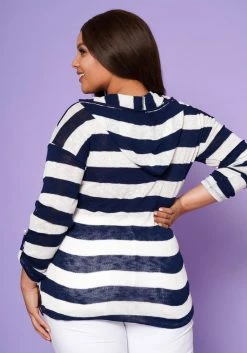 Plus Size Striped Hooded Knit Top -Radiant Drape Sales 2022570 001 4