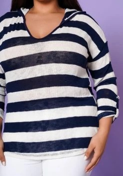 Plus Size Striped Hooded Knit Top -Radiant Drape Sales 2022570 001 5
