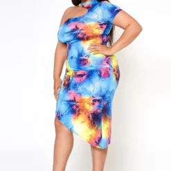 Plus Size Mindful Tie Dye One Sleeve Bodycon Dress 8 Plus Size Mindful Tie Dye One Sleeve Bodycon Dress -Radiant Drape Sales 2022571 001 2