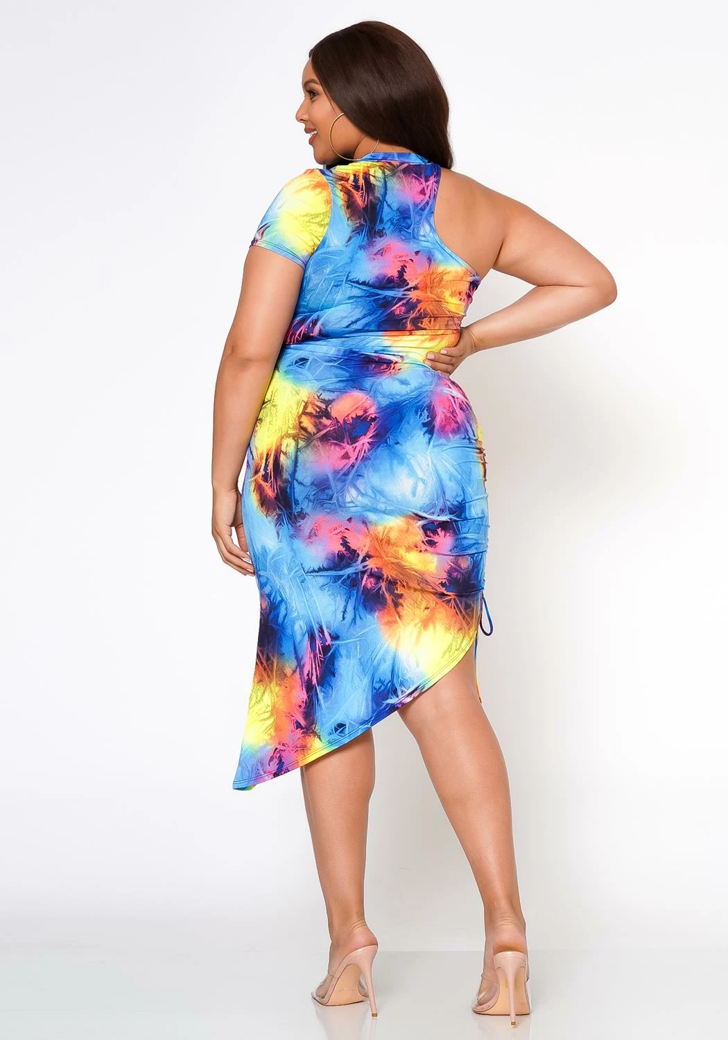 Plus Size Mindful Tie Dye One Sleeve Bodycon Dress 4 Plus Size Mindful Tie Dye One Sleeve Bodycon Dress - Image 4