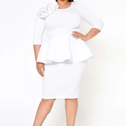 Plus Size Blossomed Floral Ascent Peplum Dress