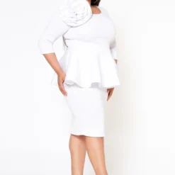 Plus Size Blossomed Floral Ascent Peplum Dress -Radiant Drape Sales 2022575 002 2