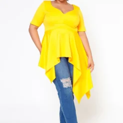 Plus Size Asymmetric Peplum Top