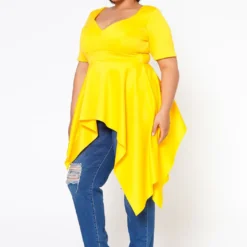 Plus Size Asymmetric Peplum Top -Radiant Drape Sales 2022580 002 2